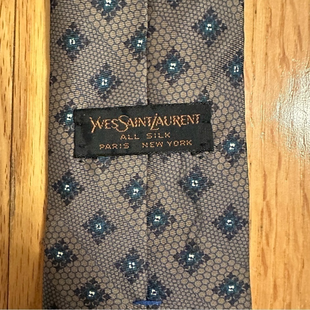 Yves Saint Laurent Neck Tie Men’s Brown Black Pattern Silk - Picture 4 of 4